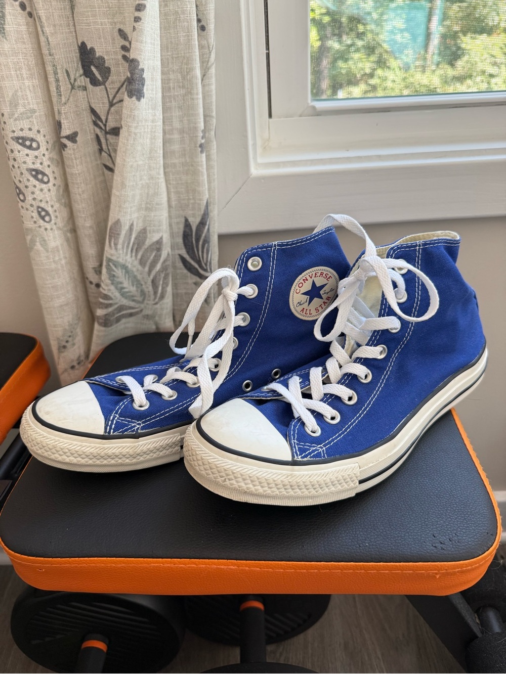 Converse High-Top Sneakers in Royal Blue and White